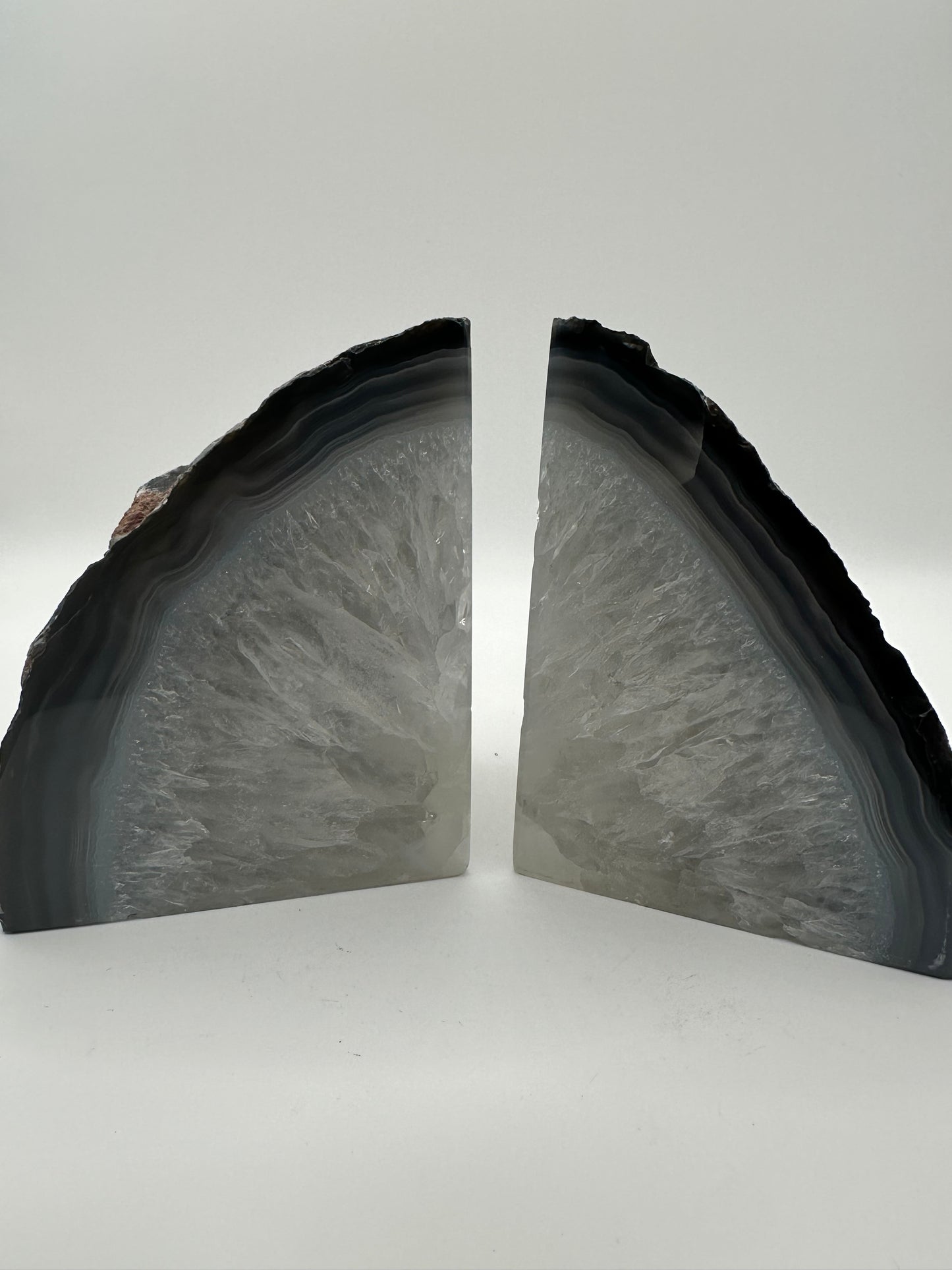 Black agate bookends