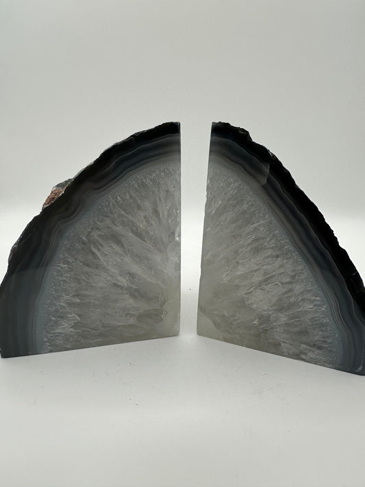 Black agate bookends