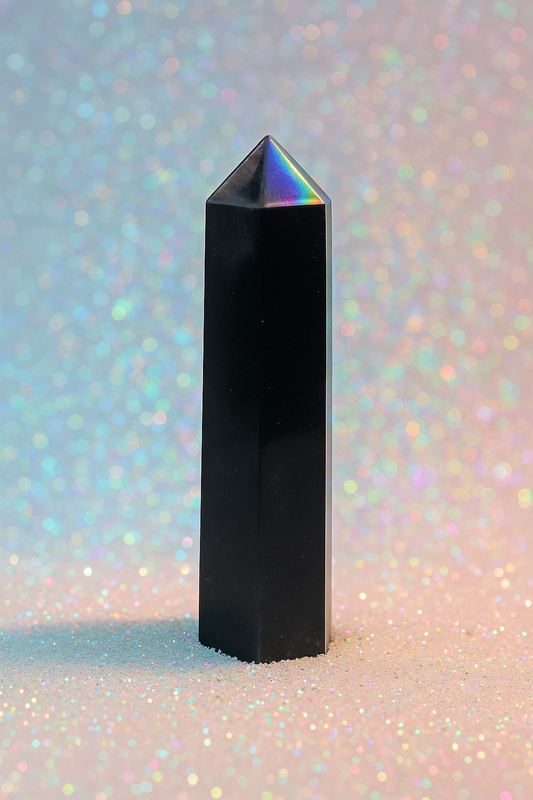 Black calcite tower