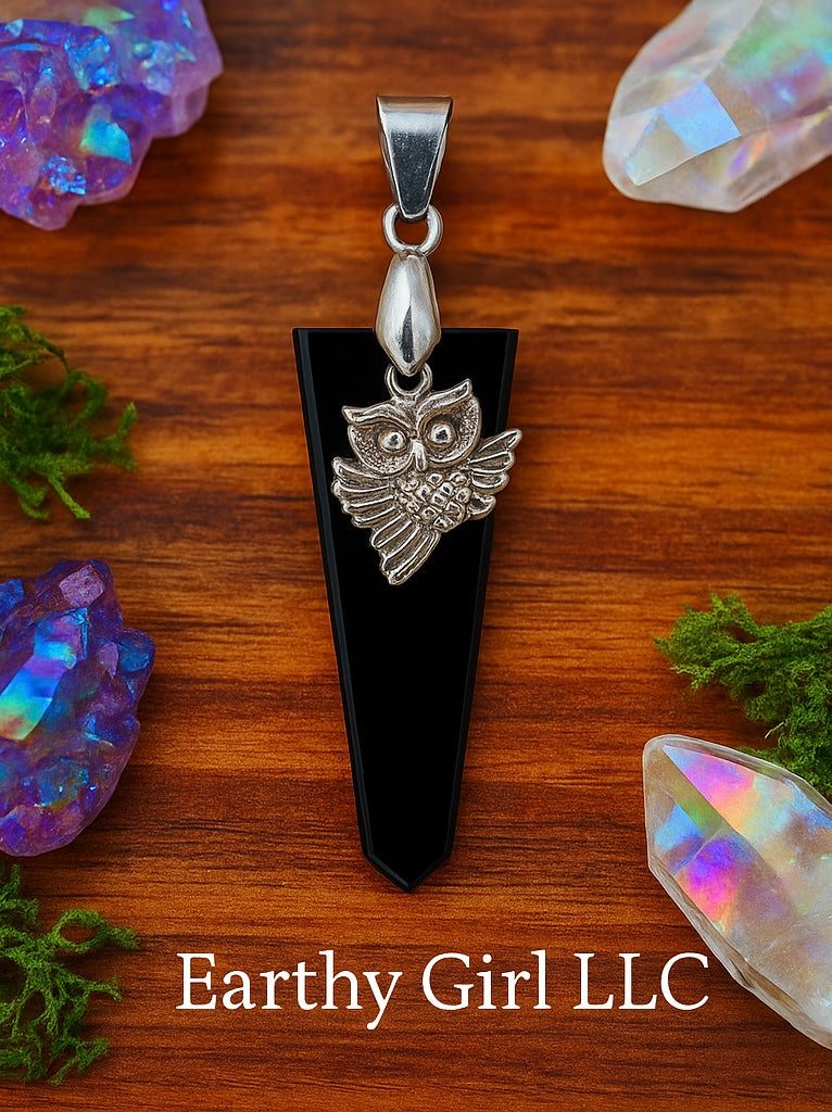 Shungite Pendant with Owl Charm