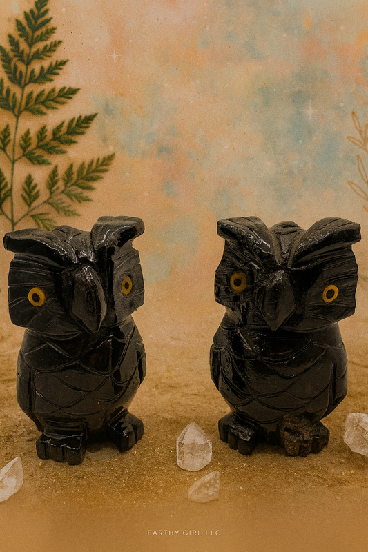 Black calcite owl