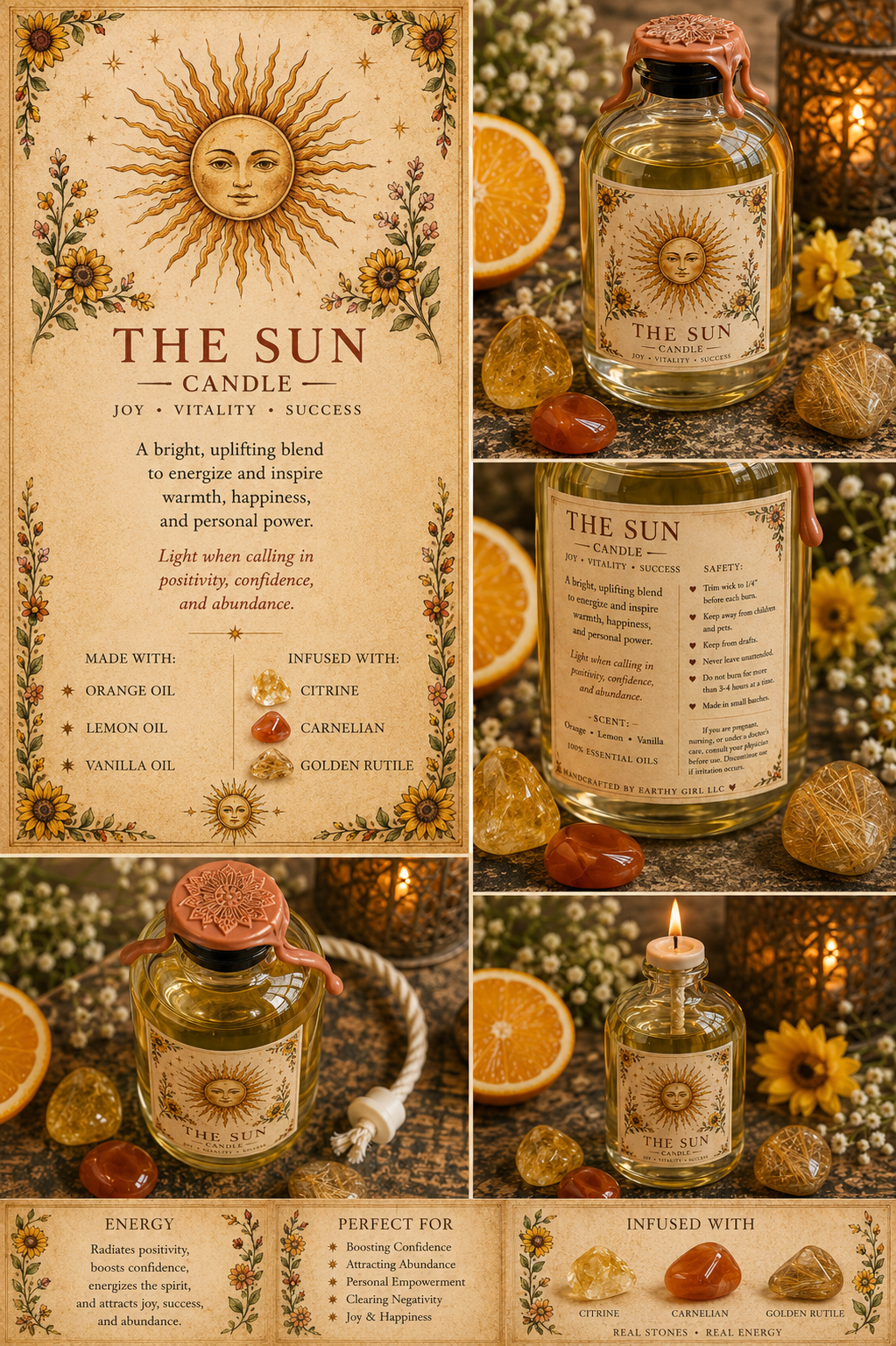 The Sun Tarot Ritual Oil Candle