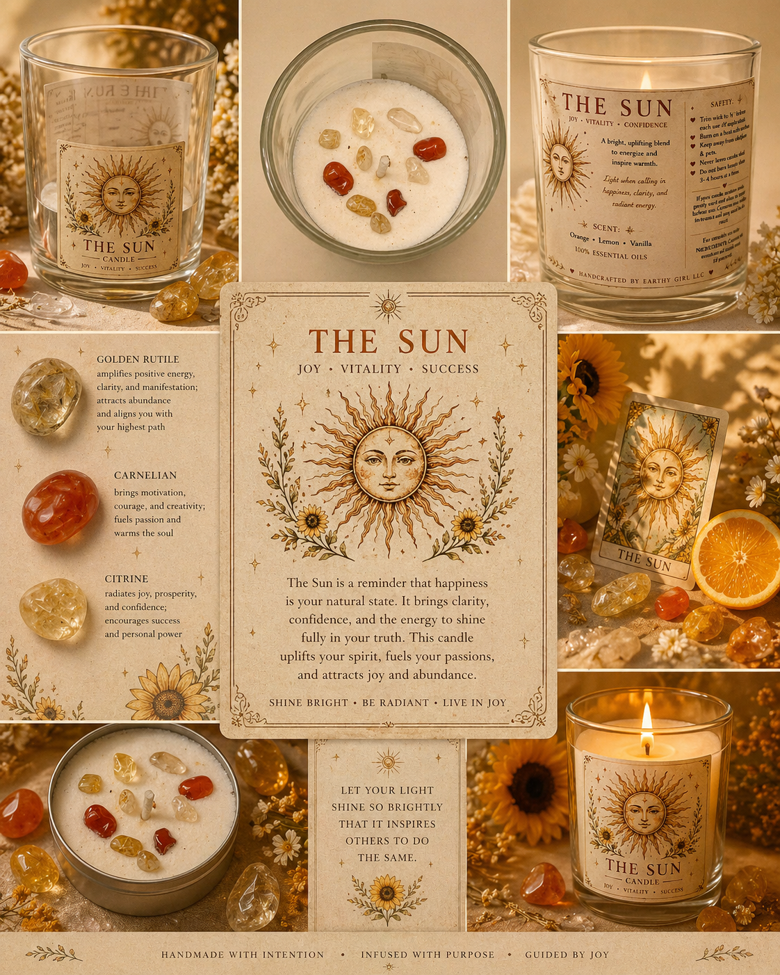 The Sun Tarot Card Tea Light Set