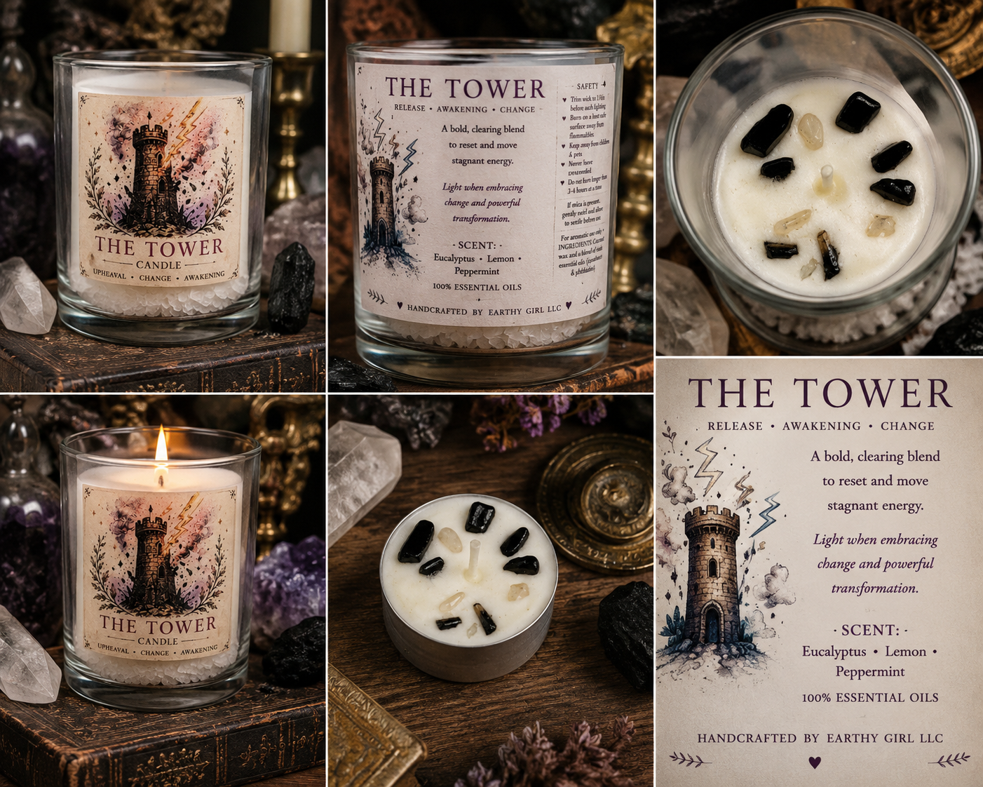 The Tower Tarot Tea Light Candle Set