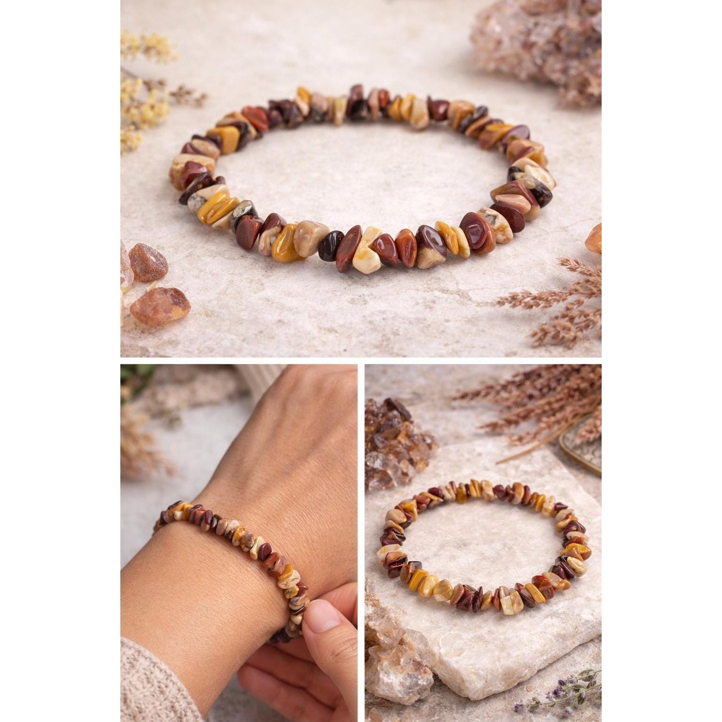 Mookaite Jasper Chip Bracelet | Grounding Earth Tone Crystal Jewelry Apothecary