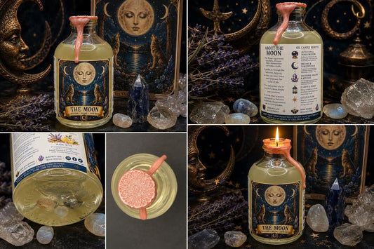 The Moon Tarot Ritual Oil Candle