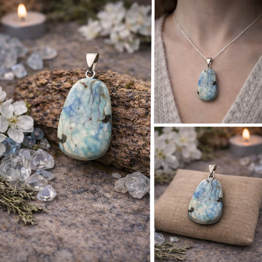Azurite Malachite Tumbled Pendant | BOHO Witchy Charm