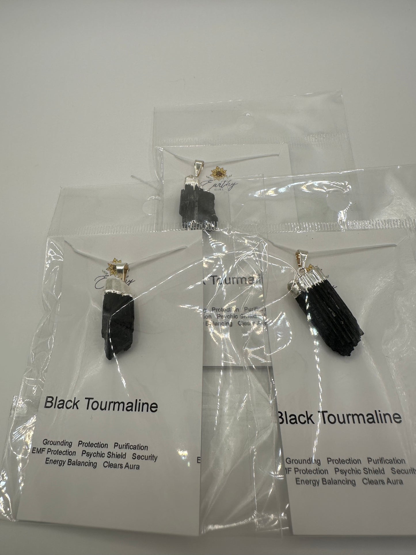 Black tourmaline raw pendant