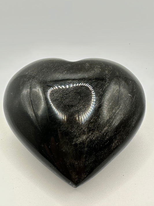 Silver Sheen Obsidian Heart