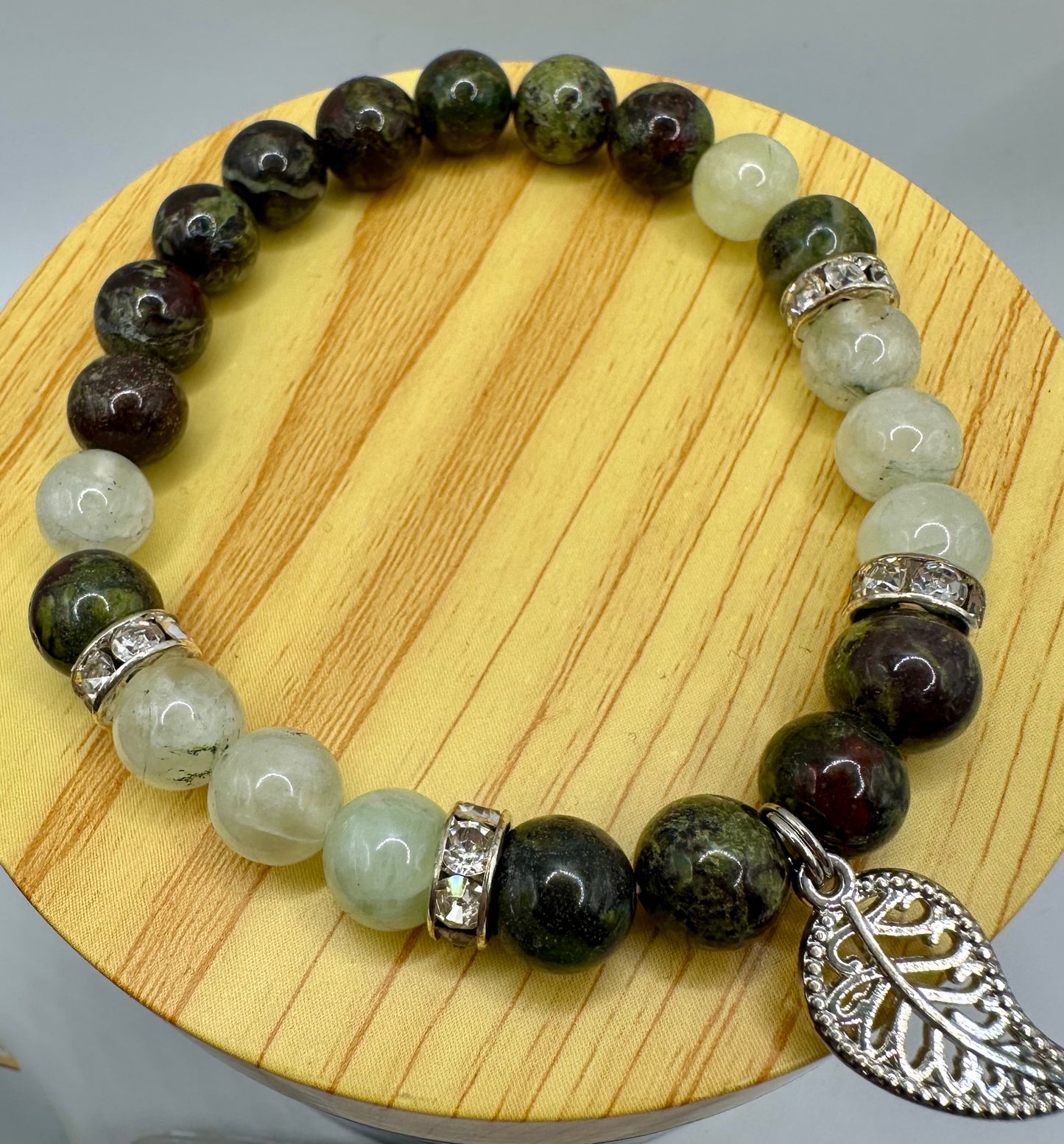 Dragon’s Blood Jasper & Prehnite Bracelet | Grounding Nature Crystals