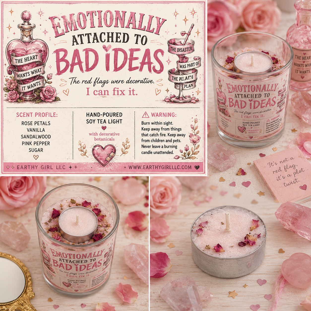 Emotionally Attached To Bad Ideas Tea Light Candle Set