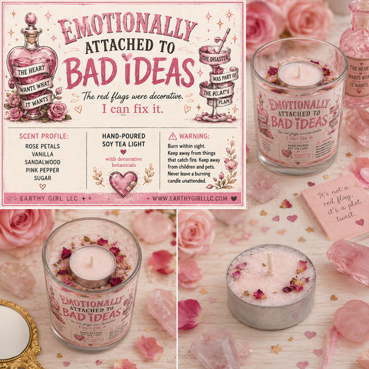 Emotionally Attached To Bad Ideas Tea Light Candle Set