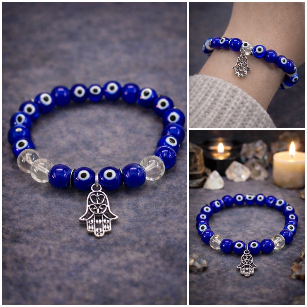 Evil Eye and Quartz bracelet with hand charm