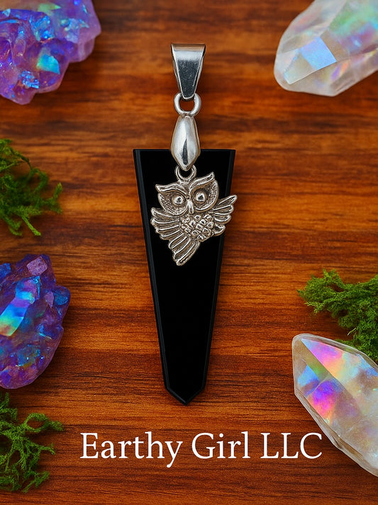Shungite Pendant with Owl Charm