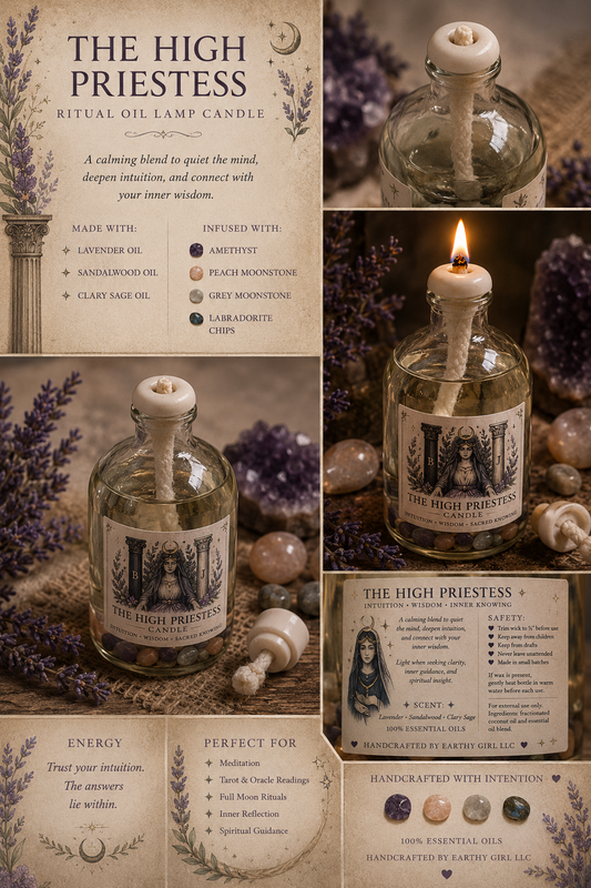 The High Priestess Tarot Ritual Oil Candle