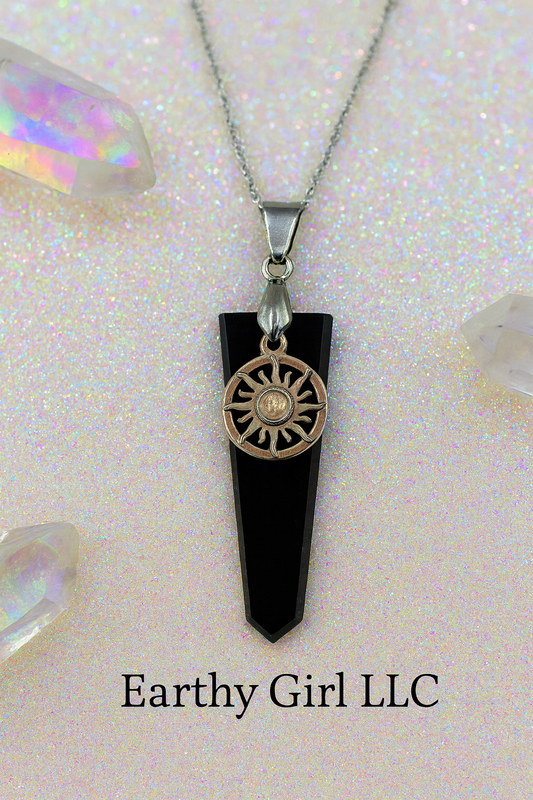Shungite Pendant with Sun Charm