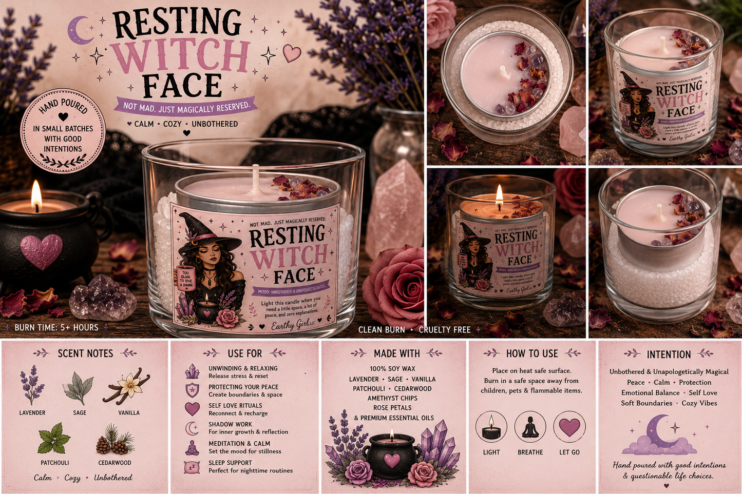 Resting Witch Face Tea Light Candle Set