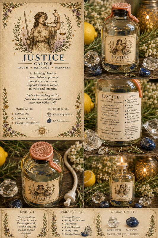 Justice Tarot Ritual Oil Candle