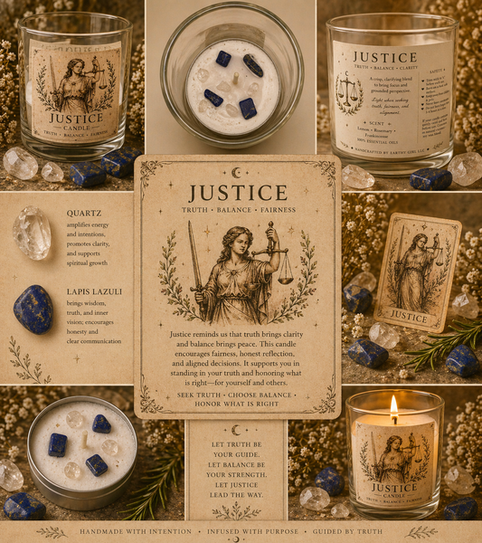 Justice Tarot Card Tea Light Candle Set