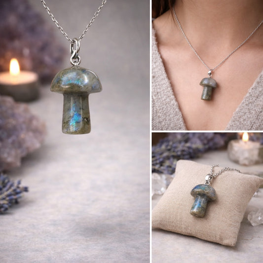 Labradorite Mushroom Pendant