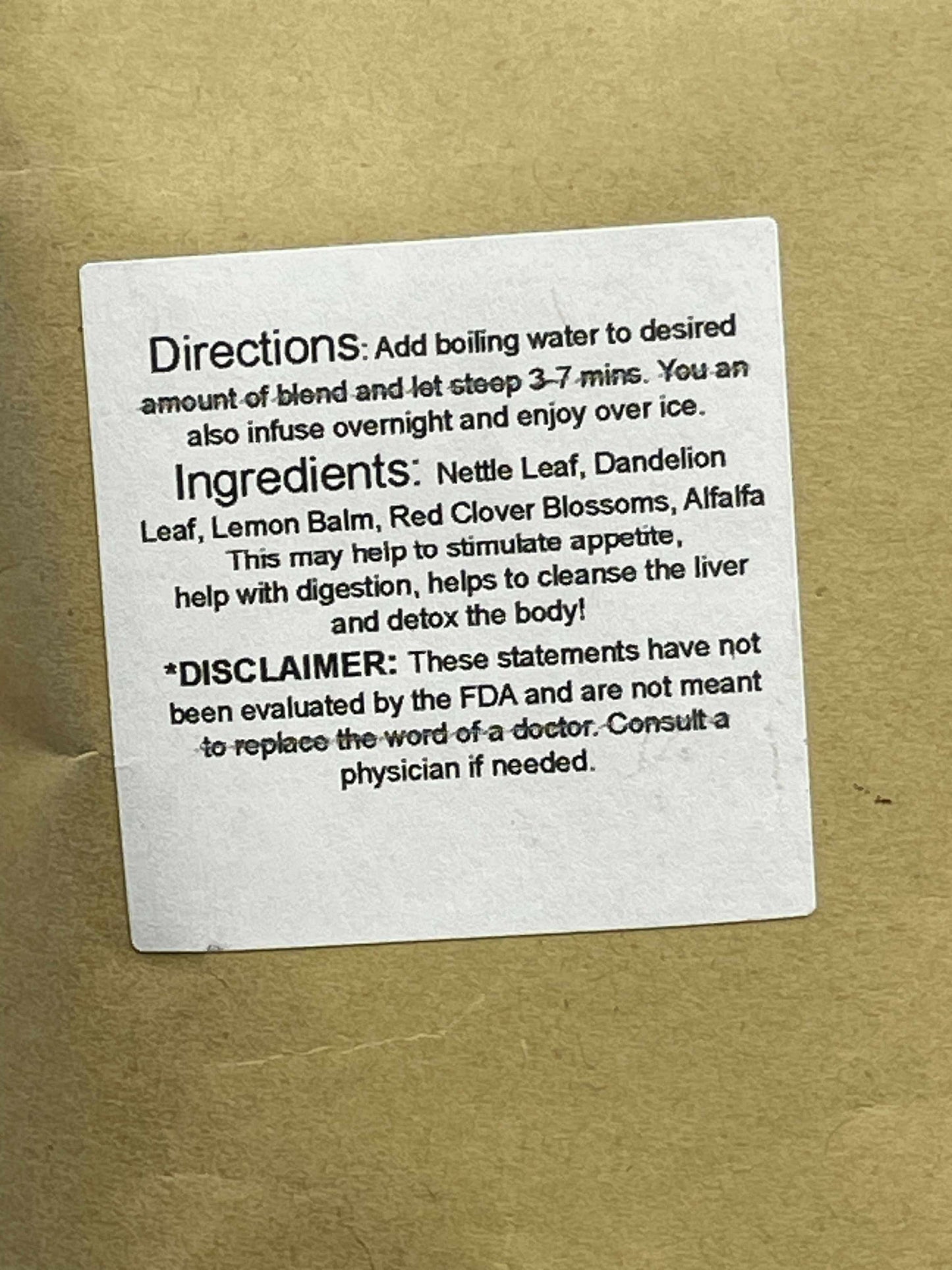 Liver Tonic Herbal Tea Blend 1oz