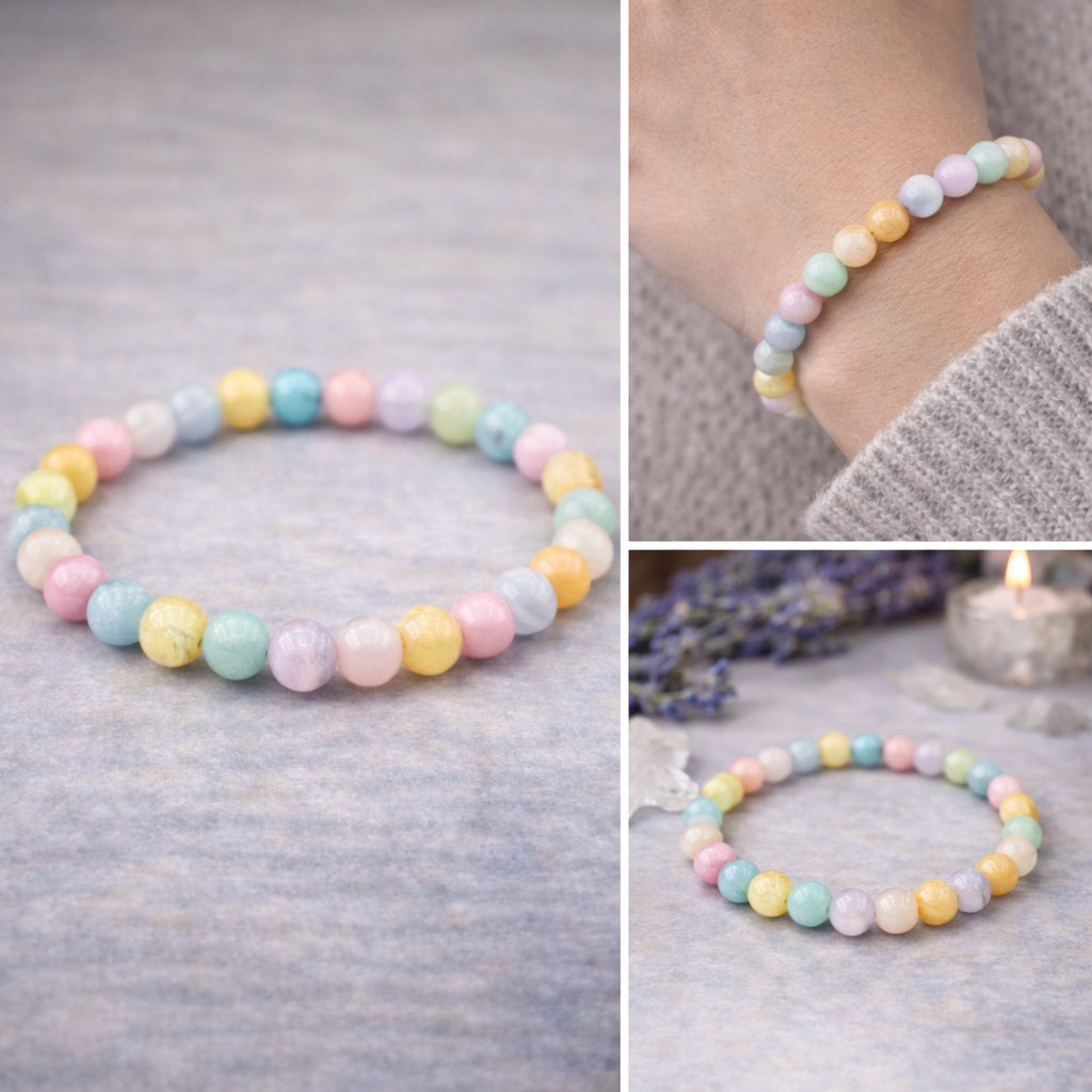 Pastel Selenite Beaded Bracelet