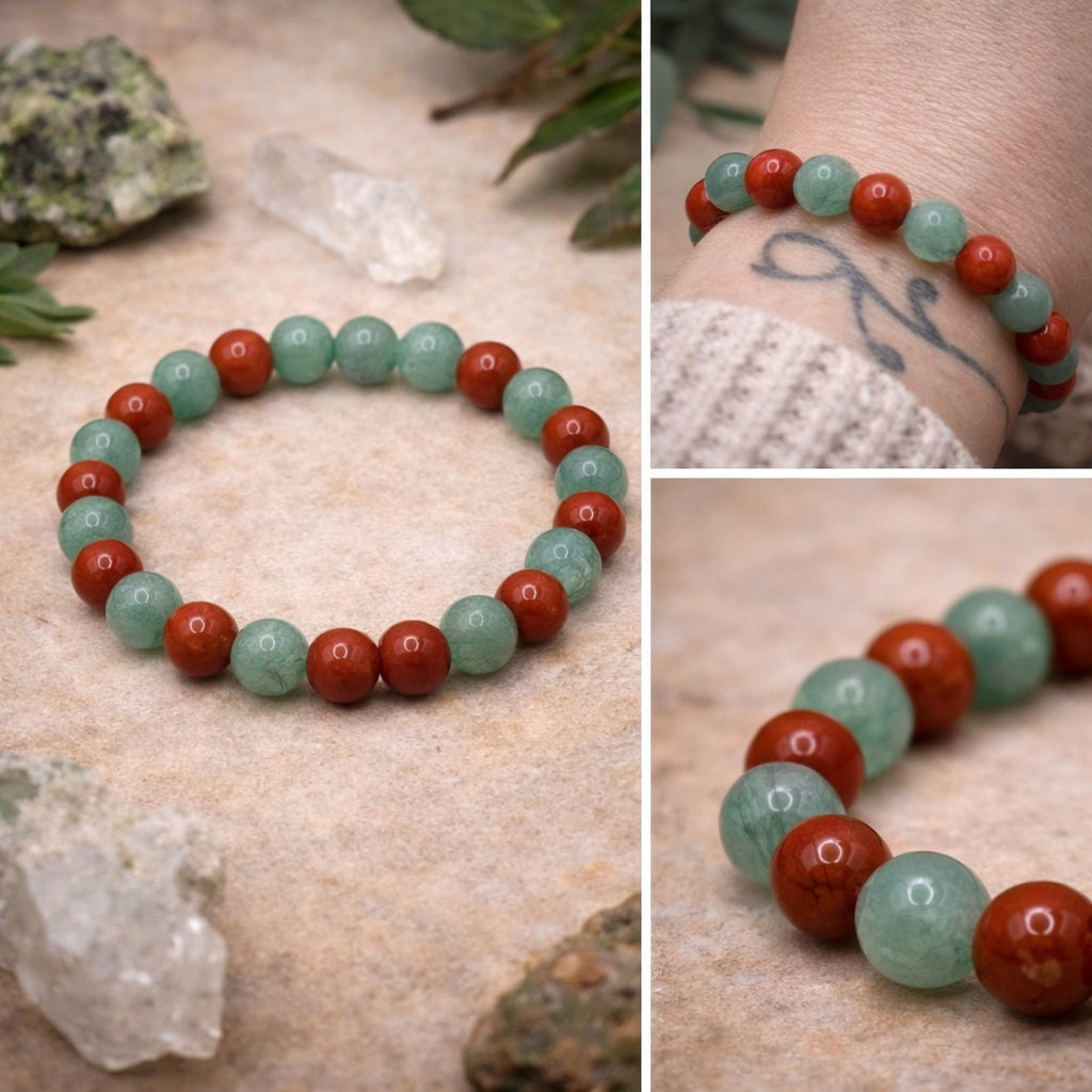 Red Jasper and Green Aventurine Bracelet
