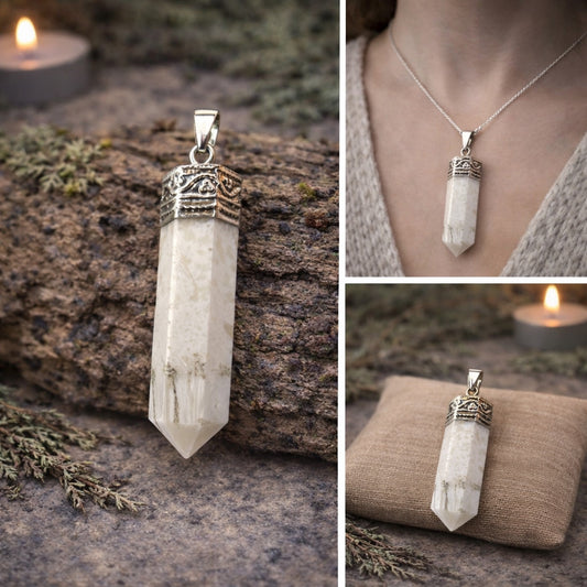 Scolecite Point Pendant Witchy Boho Crystal Necklace Cottagecore Apothecary