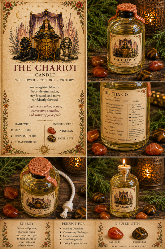 The Chariot Tarot Ritual Oil Candle