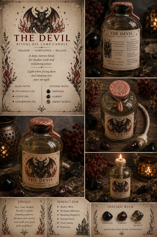 The Devil Tarot Ritual Oil Candle