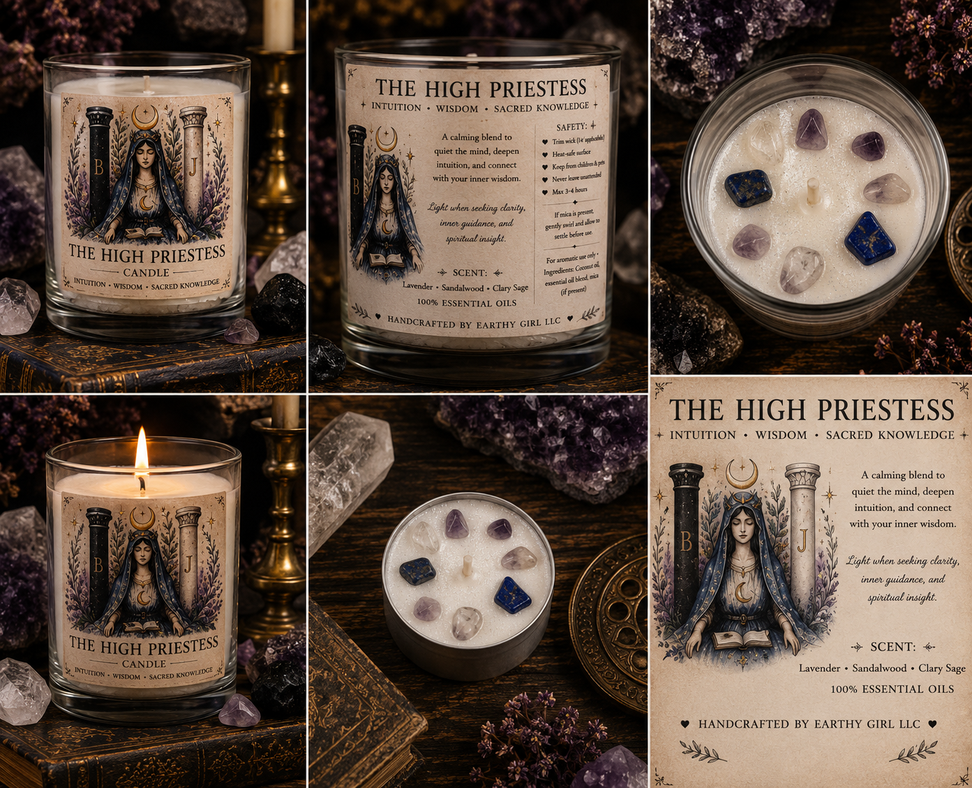 The High Priestess Tarot Tea Light Candle Set