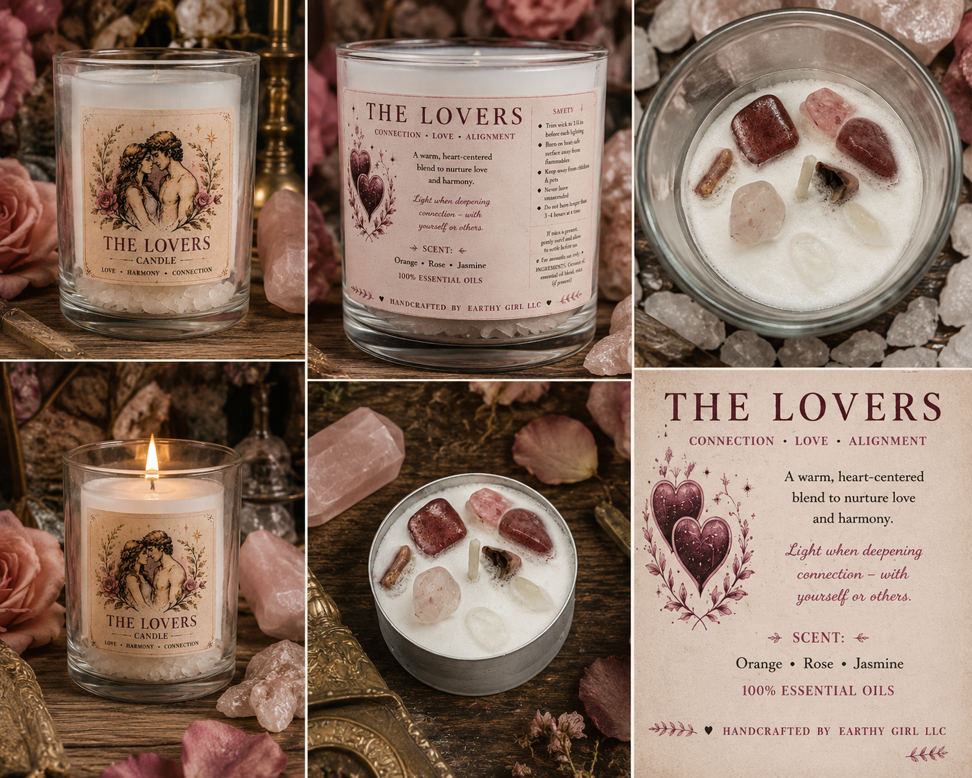 The Lovers Tarot Tea Light Candle Set
