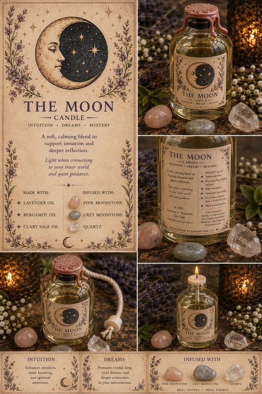 The Moon Tarot Ritual Oil Candle