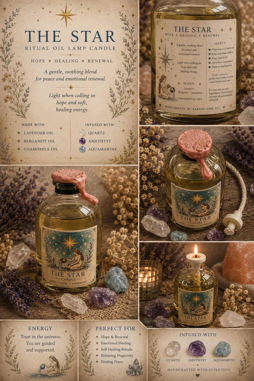 The Star Tarot Ritual Oil Candle