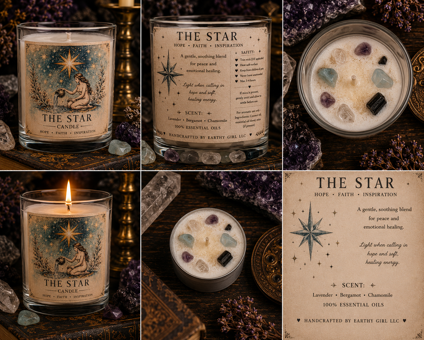 The Star Tarot Tea Light Candle Set