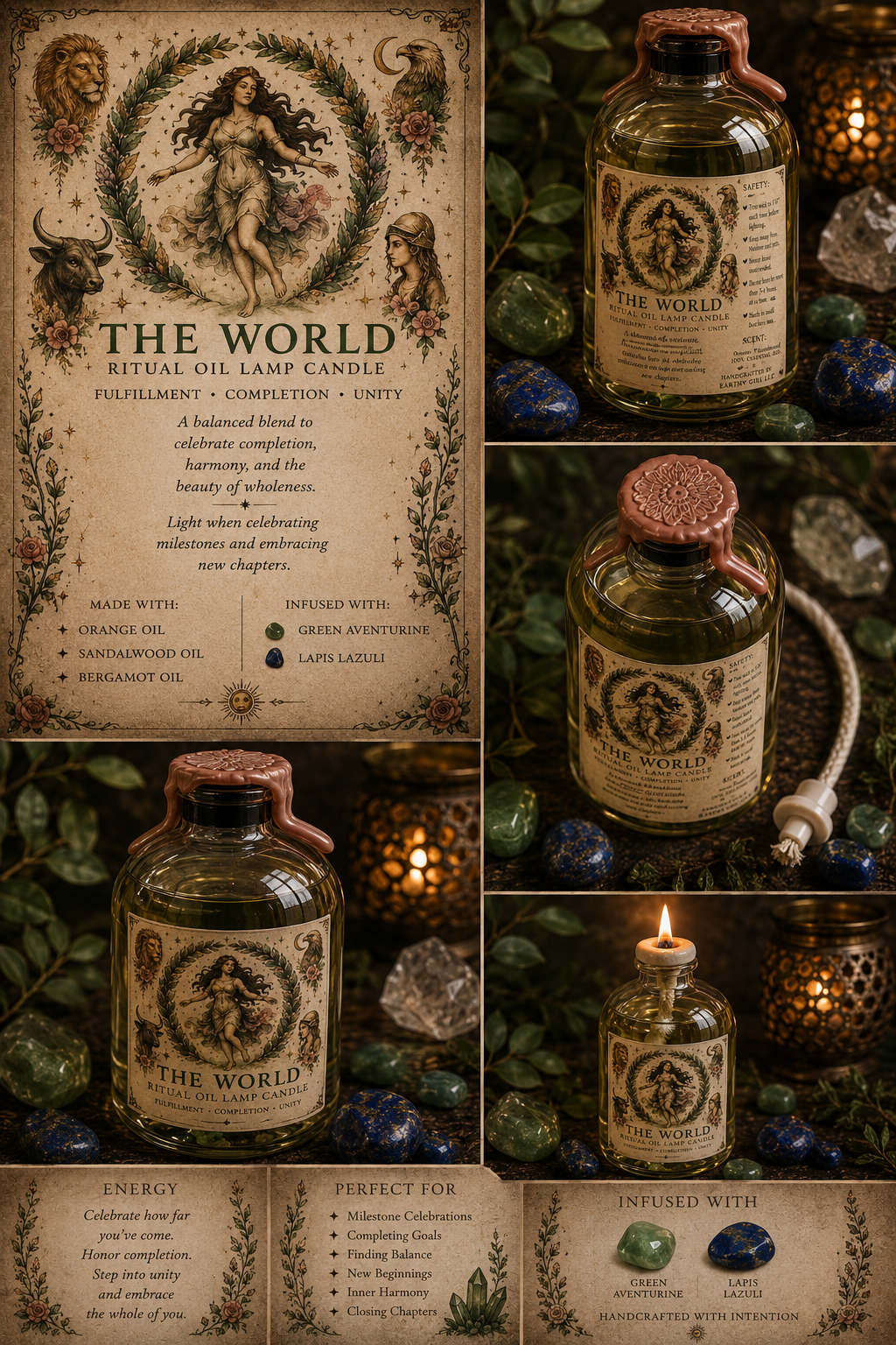 The World Tarot Ritual Oil Candle