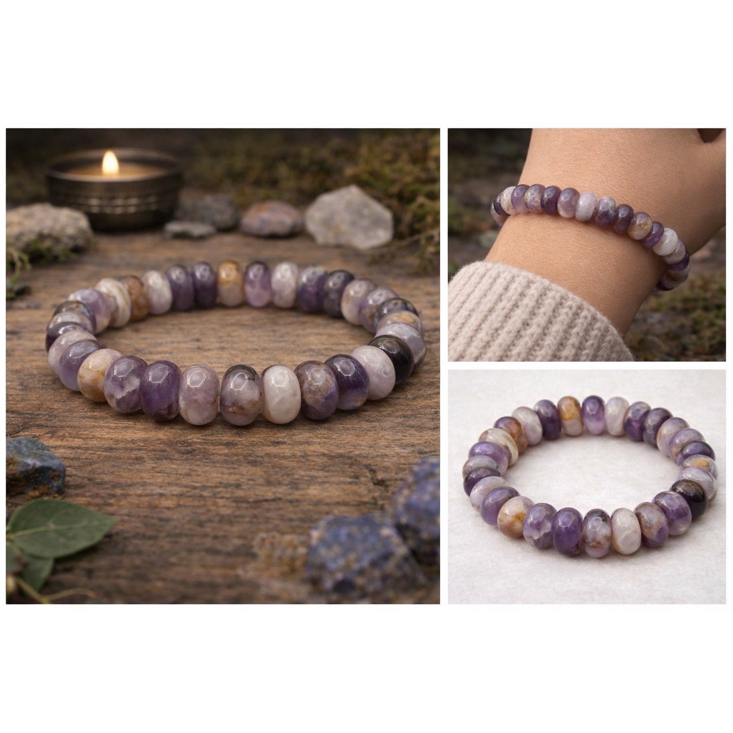 Amethyst Rondelle Bracelet Witchy Boho Apothecary Crystal Jewelry
