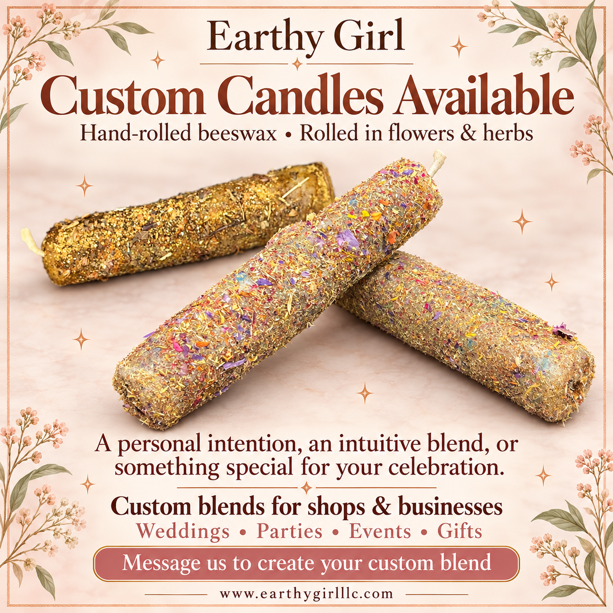 Custom Made Hand Rolled candles